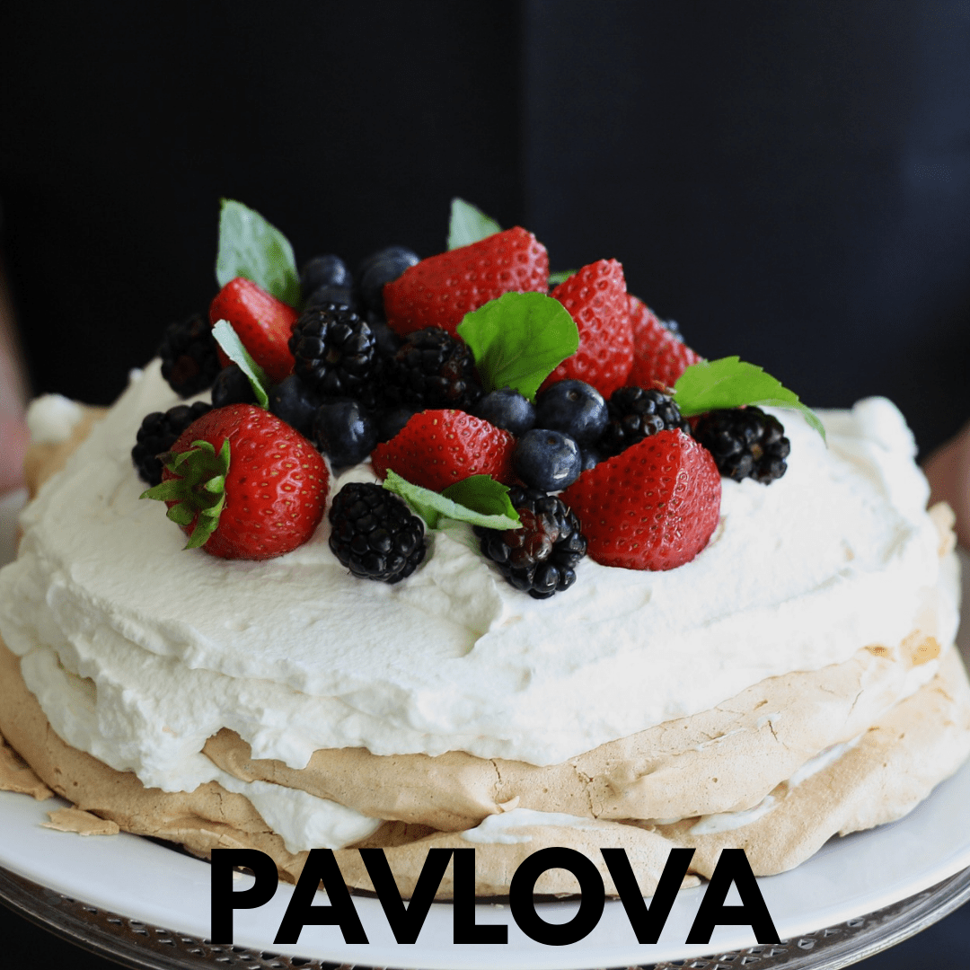 pavlove cake with mascarpone and fresh fruits